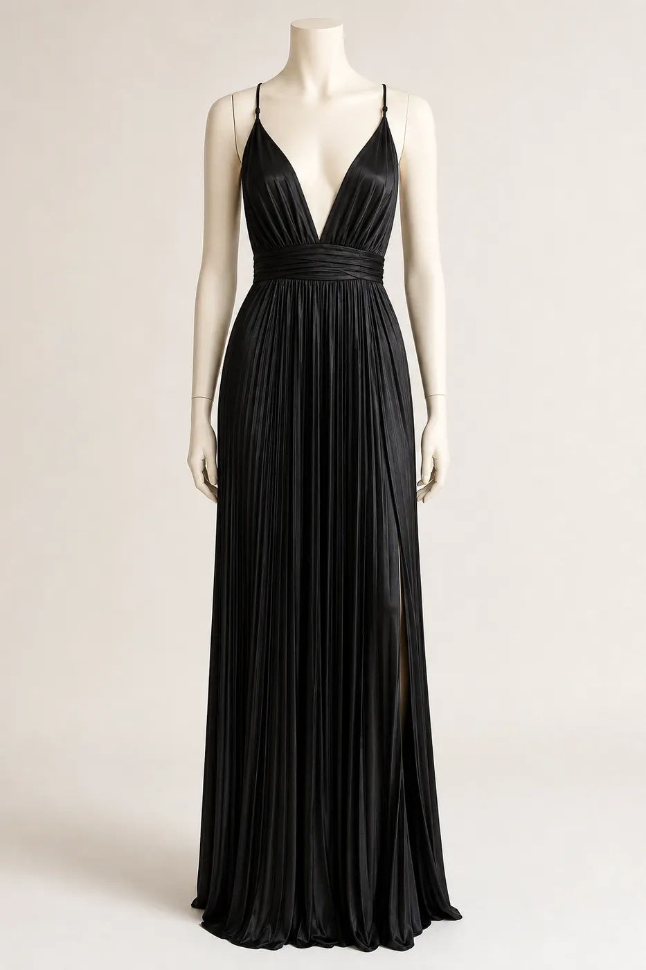 Long Pleated Satin Dress No.24